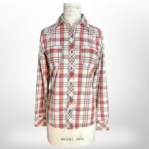 The North Face Flannel Button-Down Shirt Plaid Orange Women's Size Extra Small